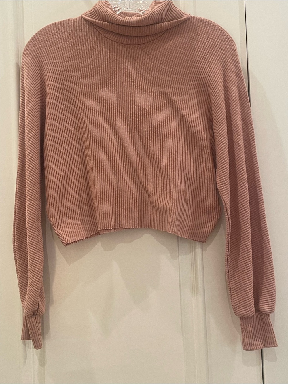 Sky and Sparrow Ribbed Turtleneck Sweater - Dusty Rose Pink